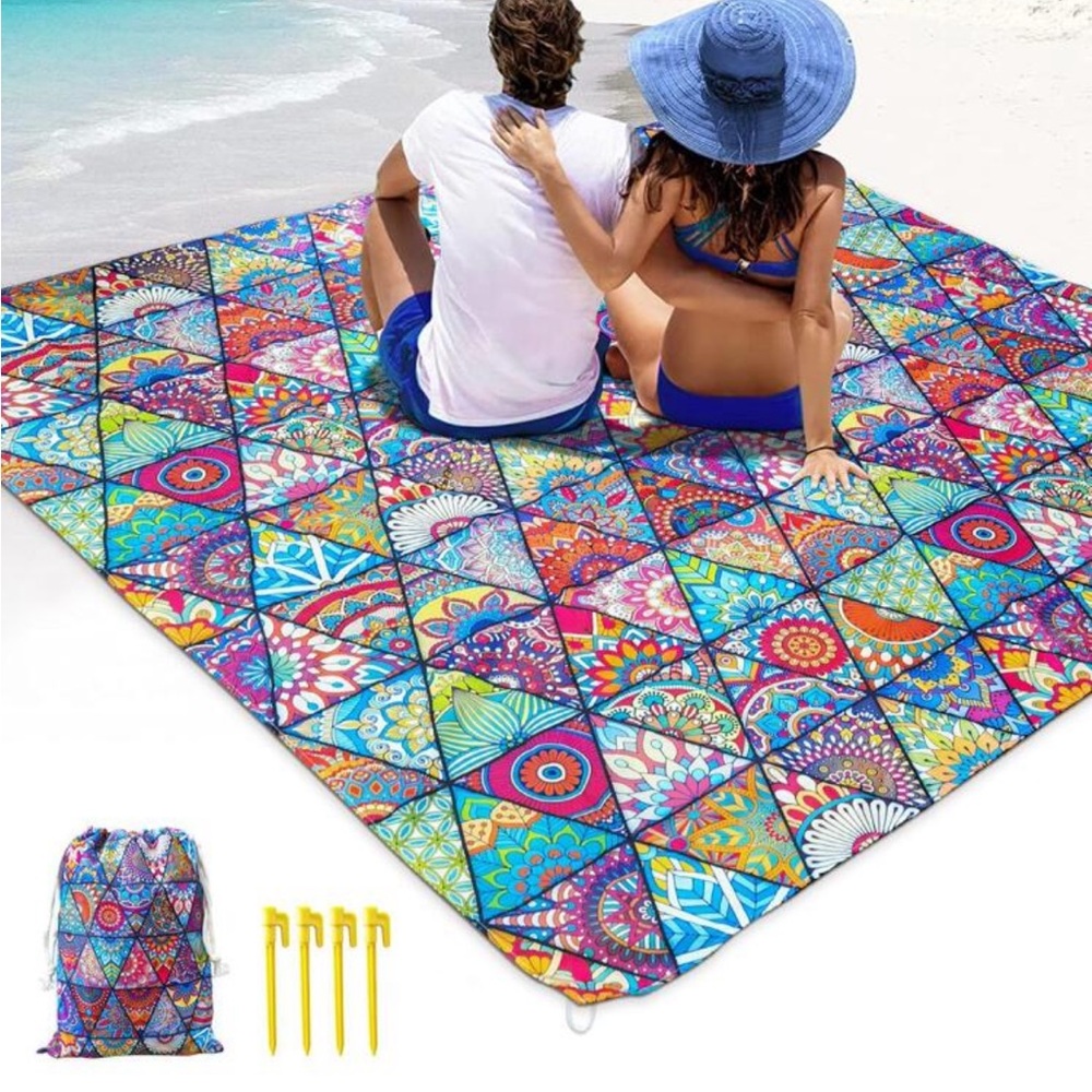 Vibrant Boho Patchwork Beach Blanket
